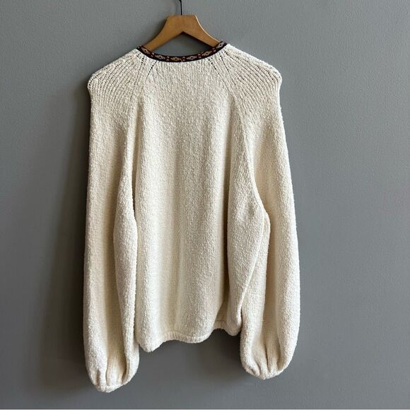 Free People Two Faced Embroidered Jacket Blue Cream Size Small - Picture 11 of 16